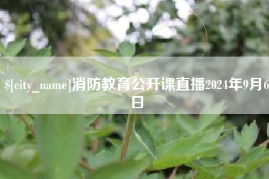 安徽消防教育公开课直播2024年9月6日