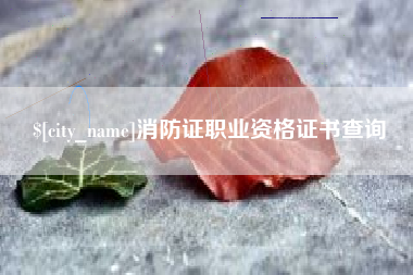 安徽消防证职业资格证书查询